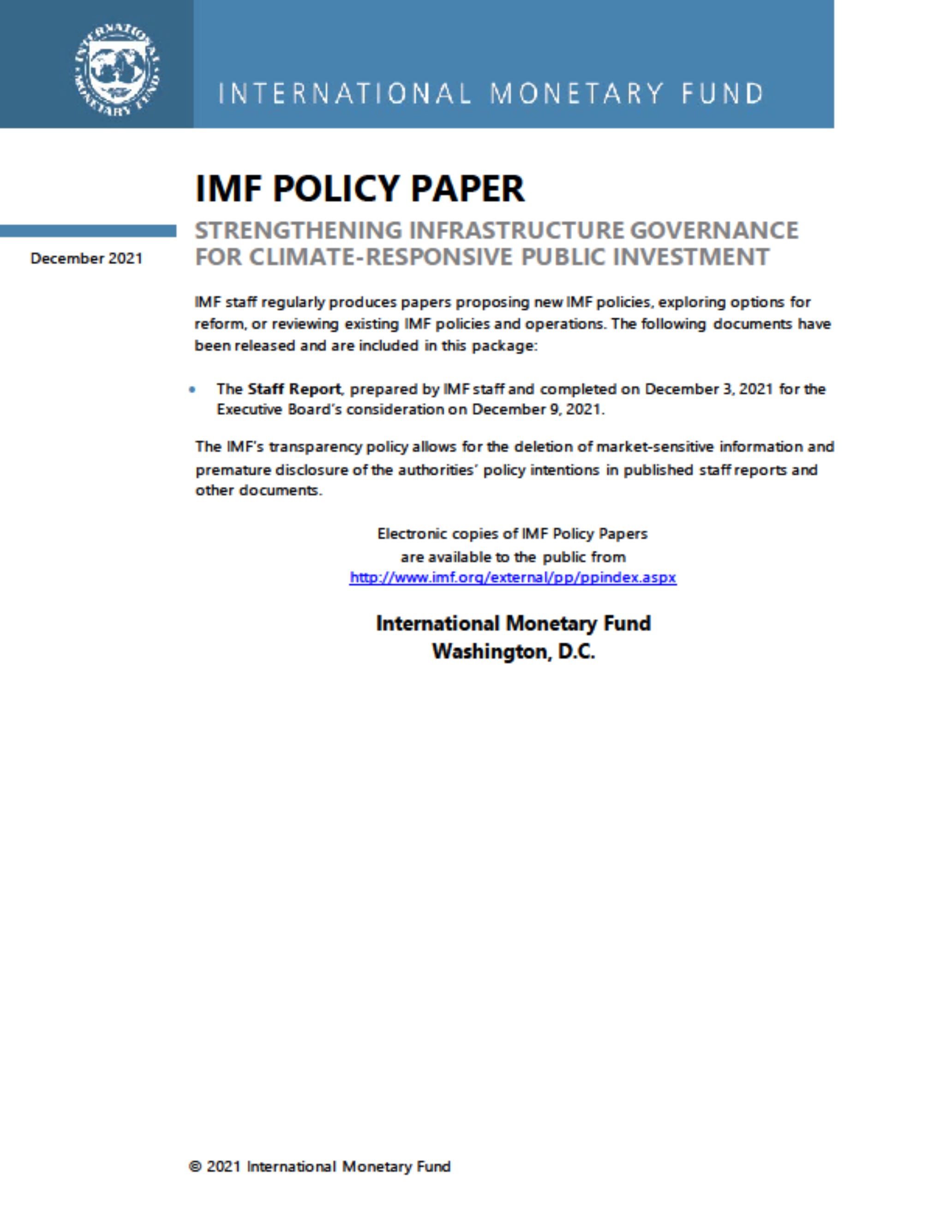 Strengthening Infrastructure Governance for Climate-Responsive Public Investment (Climate PIMA)
