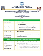 Virtual Regional Workshop on Building Resilience to Natural Disasters and Climate Change in Southern-Africa and West Indian Ocean Region  