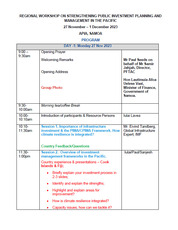 PFTAC Workshop: Strengthening Public Investment Planning and Management