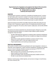 Regional Seminar for Anglophone and Lusophone Sub-Saharan African Countries: Strengthening Institutions for Public Investment Management