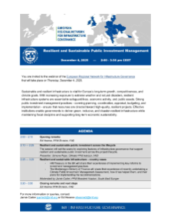 European Regional Network Webinar: Resilient and Sustainable Public Investment Management