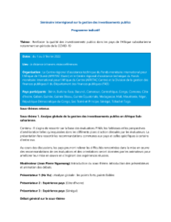 Joint Interregional AFRITAC West & Central Webinar: Public Investment Management